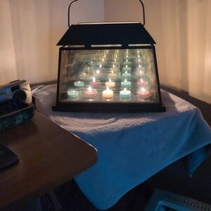 PartyLite Black Candle Holder with Multicolor Tealights